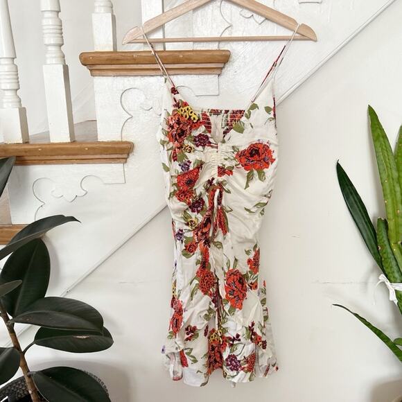 Free People Happy Heart Mini Dress Ruched Smocked Back Adjustable Strap Size M - Picture 2 of 8